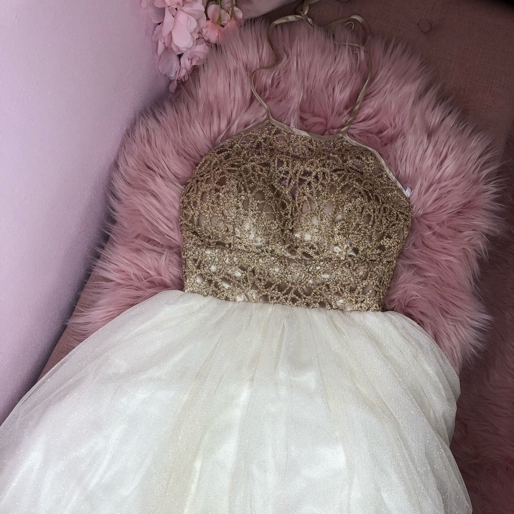 shimmery formal dress.